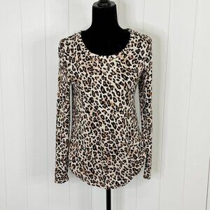 NWT Maurices Leopard Print Long Sleeve Top Womens SMALL Animal Print Stretch SM